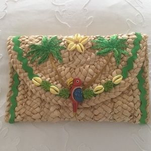 THE CUTEST TROPICAL STRAW CLUTCH EVER!!!  NWT